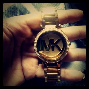 Michael Kors Women's Parker Logo Gold-Tone Watch M